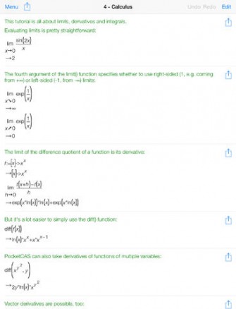 Mathematics with PocketCAS pro for iPad